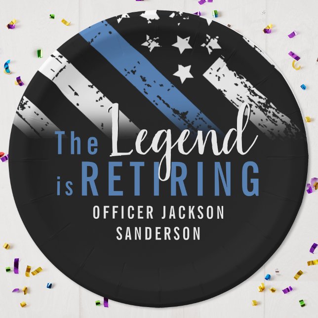 Polizeiliche Altersversorgung - Blaue Linie - Durc Pappteller (Police Officer Law Enforcement Retirement Party Paper Plates)