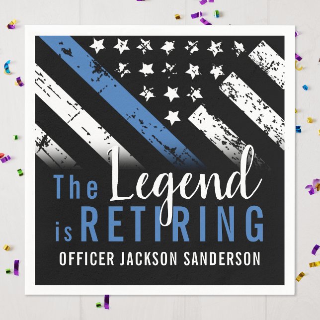 Polizeiliche Altersversorgung - Blaue Linie - Durc Serviette (Police Officer Law Enforcement Retirement Party Napkins)