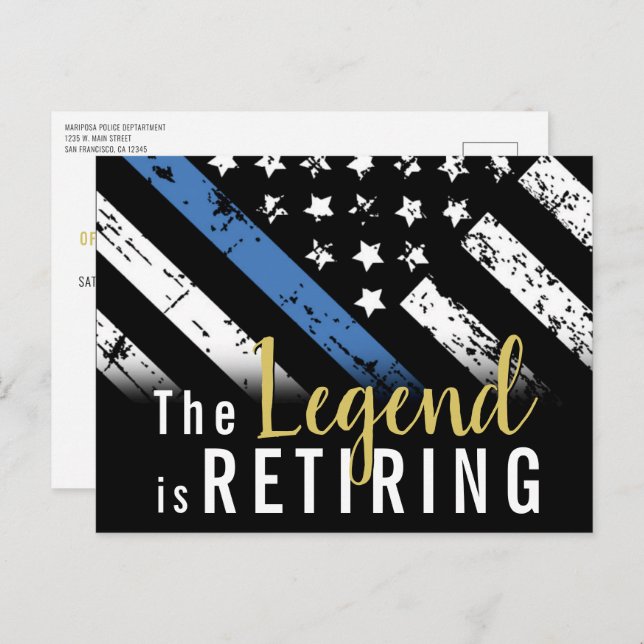 Polizeiliche Altersversorgung Party Blue Line Stra Postkarte (Vorne/Hinten)