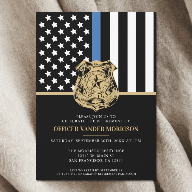 Polizeiliche Altersvorsorge - Durchsetzung der Thi Einladung (Police Retirement Law Enforcement Thin Blue Line Invitation)