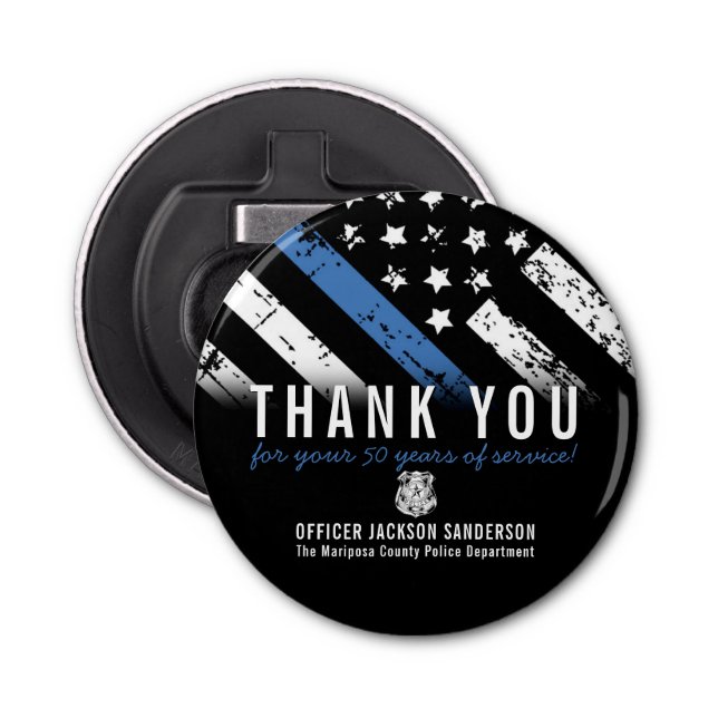 Polizeiliche Altersvorsorge Jubiläum Blaue Linie F Flaschenöffner (Vorderseite)