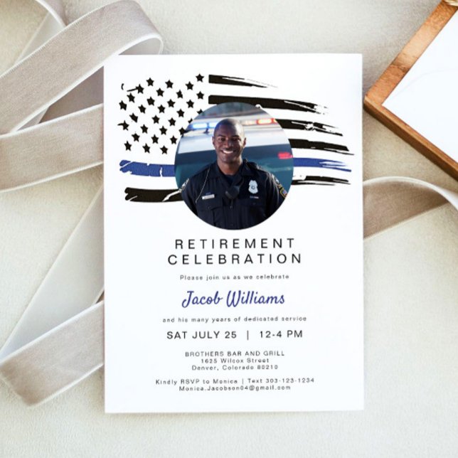 Polizeiliche Aquarellfärbung dünne blaue Linie Fla Einladung (Von Creator hochgeladen)