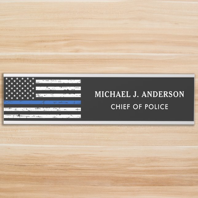 Polizeiliche Durchsetzung der "Blue Line"-Flagge Türschild (Von Creator hochgeladen)
