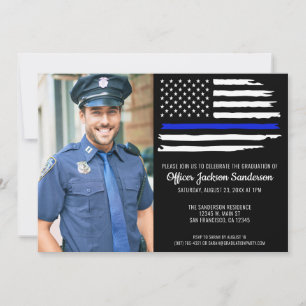 Polizeiliche Graduierung Partei Thin Blue Line Fot Einladung