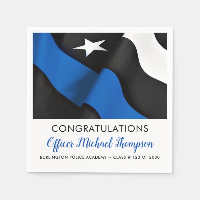 Polizeiliche Graduierungspartei - Flagge mit blaue Serviette (Vorderseite)