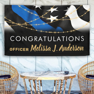 Polizeiliche Graduierungspartei Gold dünne blaue L Banner