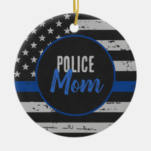 Polizeiliche Mama - Strafverfolgung - dünne blaue  Keramik Ornament
