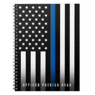 Polizeiliche Thin Blue Line American Flag Monogram Notizblock