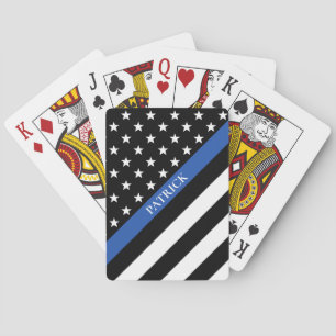 Polizeiliche Thin Blue Line American Flag Monogram Spielkarten