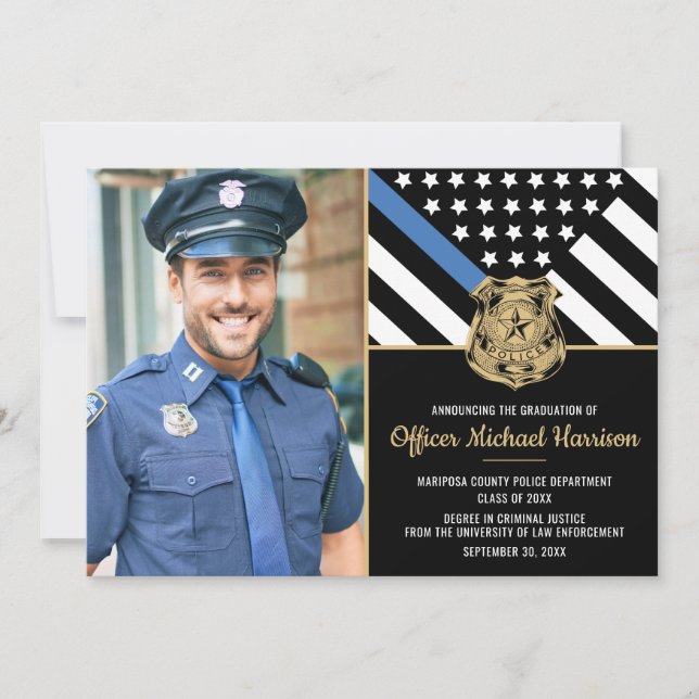 Polizeilicher Abschluss - Blaue Linie - Durchsetzu Ankündigung (Vorderseite)