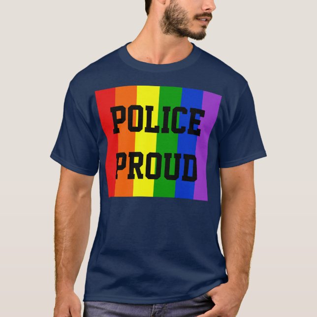 Polizeilicher Gay Rainbow Dunkler T - Shirt (Vorderseite)