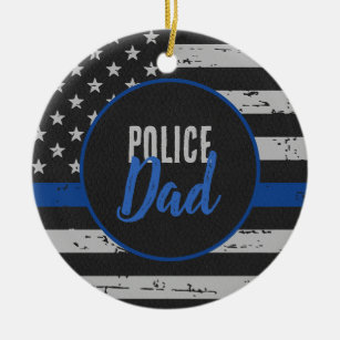 Polizeilicher Vater - Strafverfolgung - dünne blau Keramik Ornament