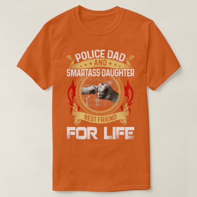 Polizeilicher Vater und Smartass-Tochter T-Shirt (Design vorne)