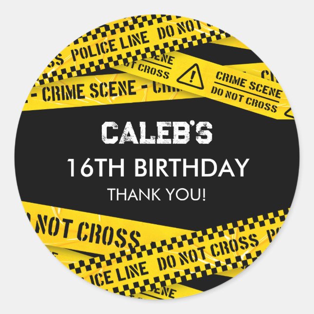 Polizeiliches Party mit Gelb Nicht Klebeband überk Runder Aufkleber (Vorderseite)