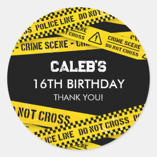 Polizeiliches Party mit Gelb Nicht Klebeband überk Runder Aufkleber