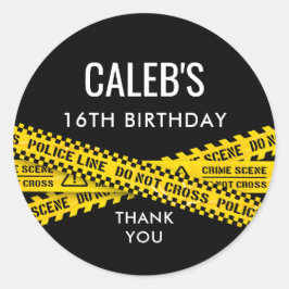 Polizeiliches Party mit Gelb Nicht Klebeband überk Runder Aufkleber