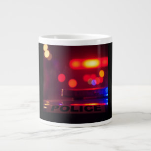 Polizeilichter – Blinkende Notfallnacht Jumbo-Tasse