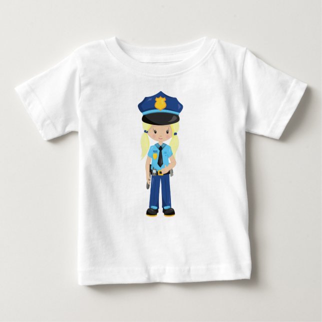 Polizeimädchen, Polizeibeamter, Polizist, Blonde Baby T-shirt (Vorderseite)