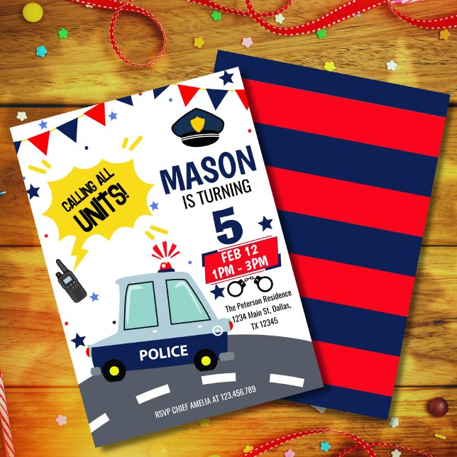 Polizeipolizist Polizist Birthday Party Einladung (Celebrate your little hero’s big day with our police-themed birthday invitation! Perfect for future )