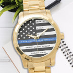 Polizeiretirement Geschenk dünne blaue Linie Flagg Armbanduhr<br><div class="desc">Feiern Sie einen hervorragenden Polizeibeamten mit dieser Thin Blue Line Retirement oder die Jubiläumspolizei Pocket Watch - American Flag Design in Police Flag Farben in einem modernen schwarzen und blauen Design und freuen Sie sich darauf. Ideal für Dienstauszeichnungen und Geschenke für das Polizeirezept und für den gesetzlichen Ruhestand. Personalisieren Sie...</div>