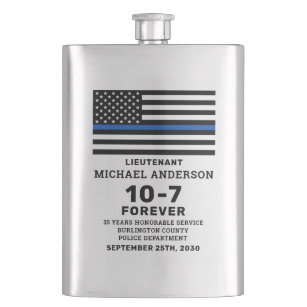 Polizeiretirement-Geschenk personalisieren Thin Bl Flachmann