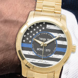 Polizeiretirement Personalisiert dünne blaue Marki Armbanduhr<br><div class="desc">Feiern Sie mit dieser Thin Blue Line Police Retirement Watch - American Flag Design in Police Flag Farben , Not leidendes Design und zeigen Sie Ihre Wertschätzung zu einem herausragenden Polizeibeamten. Perfekt für Service-Auszeichnungen und Geschenke für die Polizei, Polizeijubiläum von der Polizeiabteilung . Personalisieren Sie mit dem Namen der Polizeibeamten,...</div>