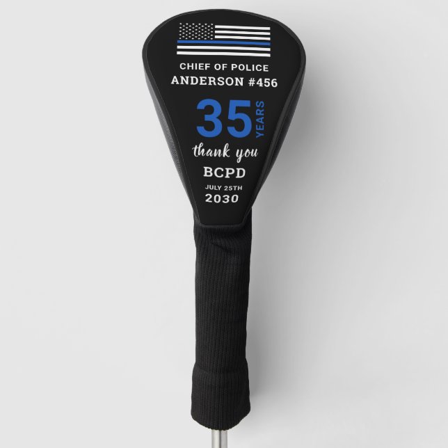 Polizeiretirement Personalisiert dünne blaue Marki Golf Headcover (Vorderseite)
