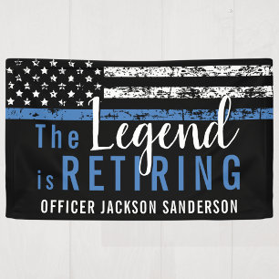Polizeiretirement Thin Blue Line American Flag Banner