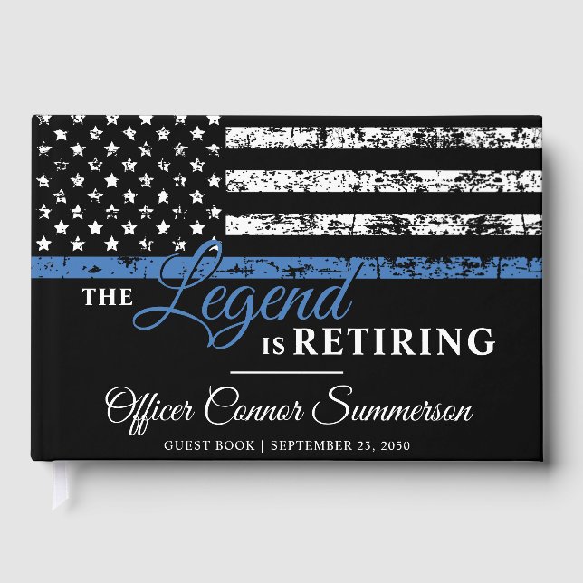 Polizeiretirement Thin Blue Line American Flag Gästebuch (Vorderseite)