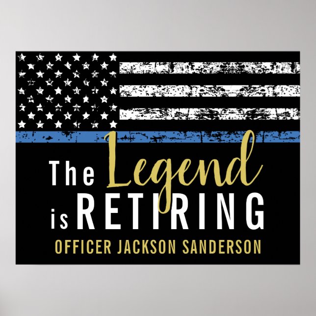 Polizeiretirement Thin Blue Line American Flag Poster (Vorne)