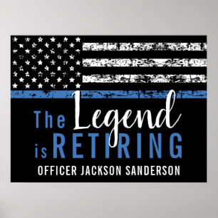 Polizeiretirement Thin Blue Line American Flag Poster