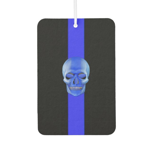Polizeiunterstützer Thin Blue Line Skull Autolufterfrischer (Vorderseite)