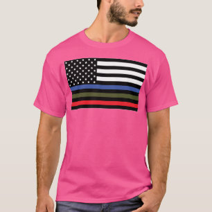 Polizeiwache und Feuerflagge T-Shirt