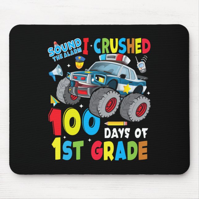 Polizeiwagen 100 Tage Schulklasse 1ste Klasse Mousepad (Vorne)