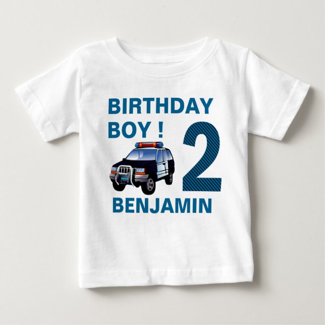Polizeiwagen 2. Geburtstag Party Baby T-shirt (Vorderseite)