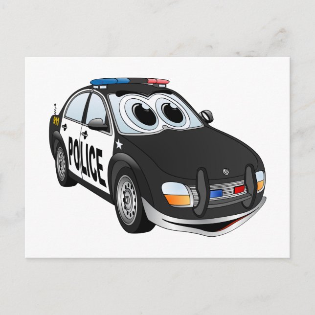 Polizeiwagen Cartoon BWB Postkarte (Vorderseite)