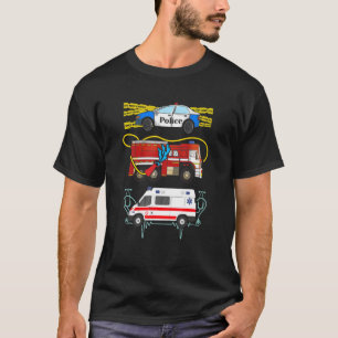 Polizeiwagen Feuerwehrwagen Erste Rettungskräfte T-Shirt