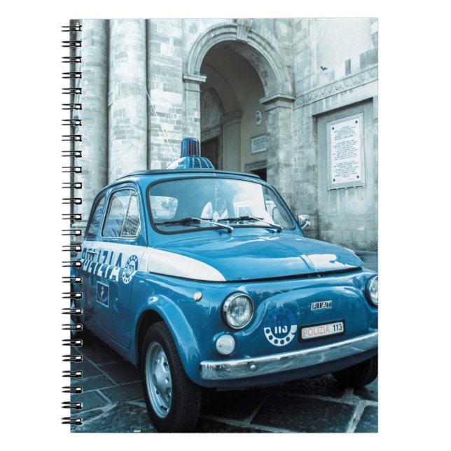 Polizeiwagen Fiats 500 in Italien-Notizbuch Notizblock (Vorderseite)