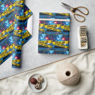 Polizeiwagen mit gelbem Band Geschenkpapier