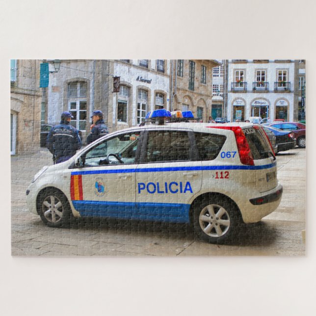 Polizeiwagen, Santiago de Compostela, Spanien Puzzle (Horizontal)