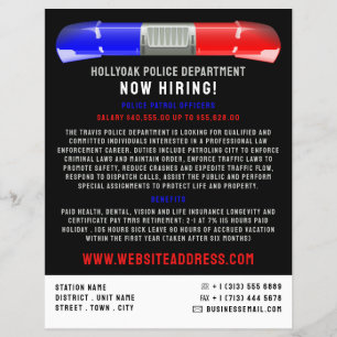 Polizeiwagen Siren, Polizeibeamter Anwerbung Flyer