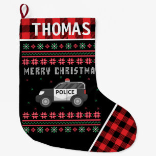 Polizeiwagen Uganda Weihnachtsmann Sweater Rot Kar Großer Weihnachtsstrumpf