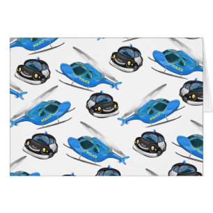 Polizeiwagen und Hubschrauber