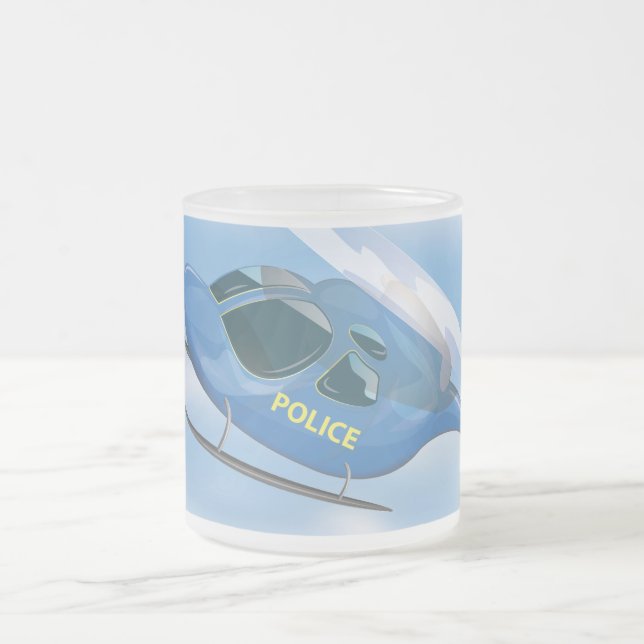 Polizeiwagen und Hubschrauber Mattglastasse (Mittel)