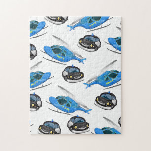 Polizeiwagen und Hubschrauber Puzzle