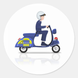 Polizist auf Roller Runder Aufkleber