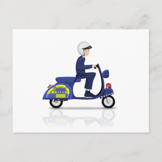 Polizist auf Scooter Postkarte (Vorderseite)