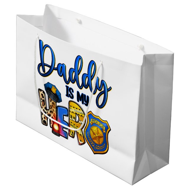 Polizist Daddy Held Große Geschenktüte (Vorderseite Schrägansicht)