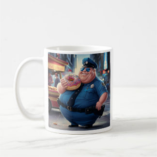 Polizist frisst Donut Kaffeetasse