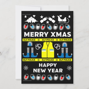 Polizist hässlicher Weihnachtspullover   Feiertagskarte